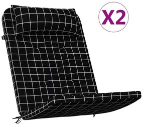 vidaXL Μαξιλάρια Καρέκλας Adirondack 2 τεμ. Μαύρο Καρό Ύφασμα Oxford
