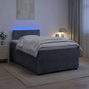 vidaXL Κρεβάτι box spring με στρώμα Σκούρο Γκρι 120 x 190 cm Βελούδο