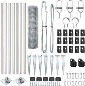 vidaXL Στύλος Περιφράξεων Ασημί 10 x 0,4 m (25 x 25 mm δίκτυο) Ατσάλι