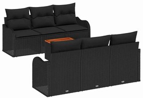 vidaXL Σετ Καναπέ Κήπου με μαξιλάρι 7 pcs Μαύρο συνθετικό ρατάν