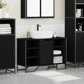vidaXL Ντουλάπι νεροχύτη Μαύρη Οξυά 91 x 35 x 60 εκ Επεξεργασμένο ξύλο