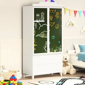 vidaXL Κρεμαστή Ντουλάπα με Λευκοπίνακα Λευκό Επεξεργασμένο ξύλο