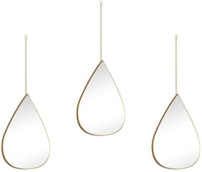 Καθρέπτες Τοίχου Milena (Σετ 3Τμχ) 2130179 19x28cm Gold Mirrors &amp; More Μέταλλο,Πλαστικό