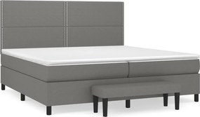 vidaXL Κρεβάτι Boxspring με Στρώμα Σκούρο Γκρι 200x200 εκ. Υφασμάτινο