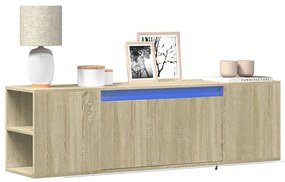 Έπιπλο Τοίχου Τηλεόρασης με LED Sonoma Δρυς 135x31x39,5 εκ.