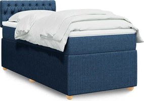 vidaXL Κρεβάτι Boxspring με Στρώμα Μπλε 100 x 200 εκ. Υφασμάτινο