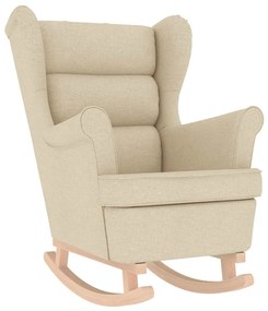 vidaXL Πολυθρόνα Κουνιστή Κρεμ Υφασμάτινη με Υποπόδιο