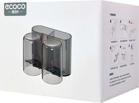 ECOCO βάση οδοντόβουρτσας E2229 με 2 ποτήρια, μαύρη-διάφανη