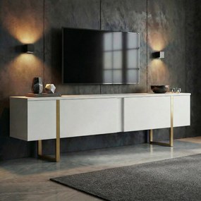 Έπιπλο Τηλεόρασης Λευκό / Χρυσό LACAR 180x30x50