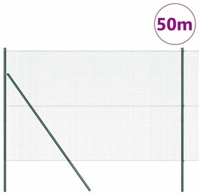 vidaXL Φράχτης με Στήλες. Πράσινο 1.5 x 50 m Ατσάλι