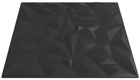 Πάνελ Τοίχου 48 Τεμ. Μαύρα Σχ. Αμέθυστου 50x50 εκ. 12μ² από XPS - Μαύρο