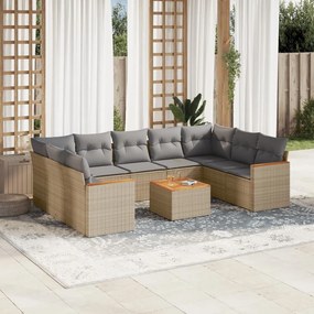 vidaXL Patio Sofa Set 9-θέσια Μικτό μπεζ