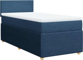 vidaXL Κρεβάτι Boxspring με Στρώμα Μπλε 100 x 200 εκ. Υφασμάτινο