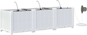 vidaXL Γλάστρα Κήπου 3 pcs Λευκό Ατσάλι