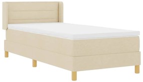 vidaXL Κρεβάτι με Ελατήρια με στρώμα Κρεμ 90 x 200 cm ύφασμα