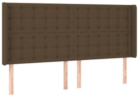 Κεφαλάρι Κρεβατιού LED Σκούρο Καφέ 163x16x118/128εκ. Υφασμάτινο - Καφέ