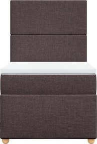 vidaXL Κρεβάτι Boxspring με Στρώμα Σκούρο Καφέ 90x190 εκ. Υφασμάτινο