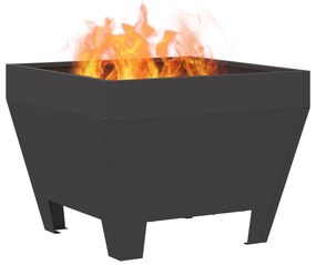 vidaXL Υποδοχή Πυρός Τετράγωνη Μαύρη 50x50x30 εκ Ατσάλι