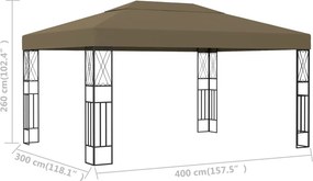 vidaXL Κιόσκι Taupe 3 x 4 μ. Υφασμάτινο