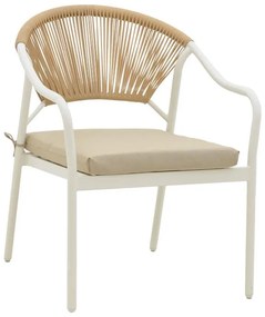 Καρέκλα - Πολυθρόνα Jerqui wicker rattan φυσικό-μεταλλικό εκρού πόδι-μπεζ μαξιλάρι 60x64x78 εκ. 60x64x78 εκ.