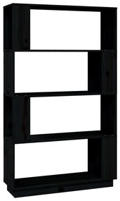 vidaXL Βιβλιοθήκη/Διαχωριστικό Χώρου Μαύρο 80x25x132 εκ. Μασίφ Πεύκο