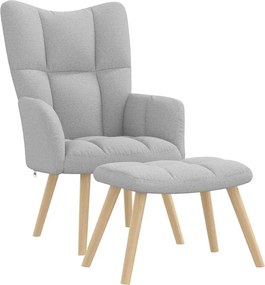 vidaXL Καρέκλα χαλάρωσης με υποπόδιο Cloud Grey Fabric