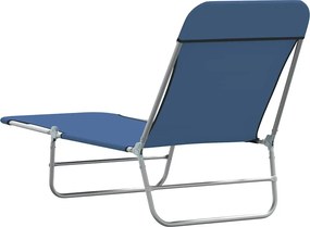 vidaXL Ξαπλώστρες Πτυσσόμενες 2 τεμ. Μπλε από Ατσάλι / Ύφασμα