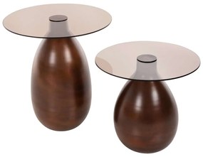 Τραπεζάκια Βοηθητικά (Σετ 2Τμχ) Regen HM9666 Φ44 & Φ40cm Copper Metal, Glass