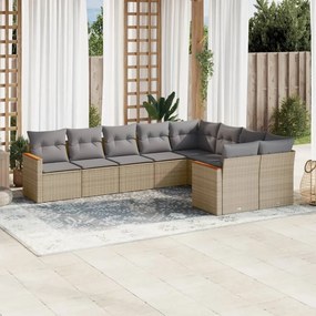 vidaXL Patio Sofa Set 9-θέσια Μικτό μπεζ