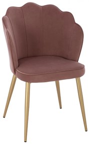 CHAIR  VELVET DUSTY PINK WITH METAL GOLD FRAME 48x48x85 cm.