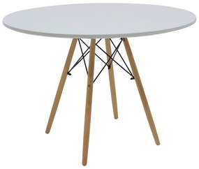 Τραπέζι Julita MDF λευκό και ξύλο οξιάς σε φυσική απόχρωση Φ120x73εκ Υλικό: MDF - BEECH WOOD - METAL 292-000112