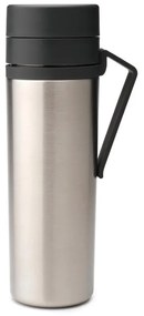 Μπουκάλι θερμότητας Brabantia Make&Take 1008487, 500 ml, διπλά τοιχώματα, χωρίς BPA, Inox/σκούρο γκρι