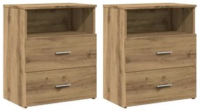vidaXL Κομοδίνα 2 τεμ.Αρτισιανή Δρυς 50x32x60 εκ. Επεξ. Ξύλο