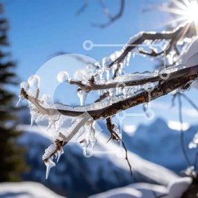 Intra Συλλεκτικό Ξύλινο Παζλ Plywood 4mm - Παγάκια στο κλαδί δέντρου με το φως του ήλιου Σε Ξύλινο Κουτί - Διαστάσεις: 10x10 cm – 25 κομμάτια