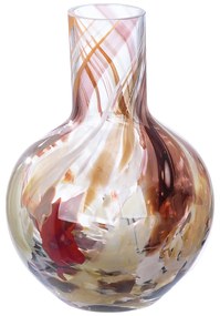 Γυάλινο Βάζο Σφαιρικό 'Roslin' Καφέ/Κόκκινο 21x16cm