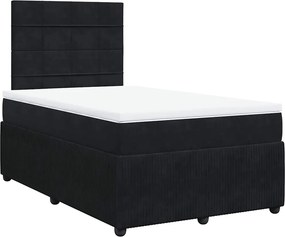 vidaXL Κρεβάτι Boxspring με Στρώμα Μαύρο 120x190 εκ. Βελούδινο