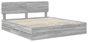 vidaXL Σκελετός Κρεβατιού Γκρίζο Σονομα 200 x 200 cm Μηχανήματος Ξύλο