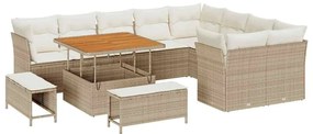 vidaXL Σετ Καναπέ Κήπου 12 pcs Μπεζ συνθετικό ρατάν