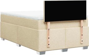 vidaXL Κρεβάτι Boxspring με Στρώμα Κρεμ 120x200 εκ. Υφασμάτινο