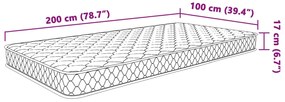 Στρώμα με Αφρό Μνήμης Λευκό 100x200x17 εκ. - Λευκό