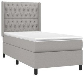 vidaXL Κρεβάτι Boxspring με Στρώμα Ανοιχτό Γκρι 100x200 εκ. Υφασμάτινο