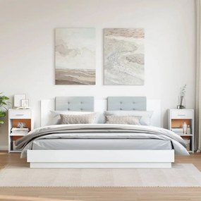 vidaXL Κομοδίνα 2 τεμ. Λευκά 35x34x65 εκ. από Επεξεργασμένο Ξύλο