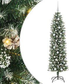 vidaXL Τεχνητό Λεπτό Χριστουγεννιάτικο Δέντρο Πράσινο και Λευκό 180 cm