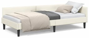 vidaXL Πλαϊνό Κρεβάτι Κρεμ 90 x 200 cm Βελούδο και Στιβαρή ξυλεία