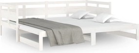 vidaXL Καναπές Κρεβάτι Συρόμενος Λευκός 2x(90x200) εκ. από Μασίφ Πεύκο