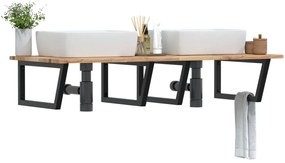 vidaXL Ράφι Νιπτήρα Τοίχου από Ατσάλι / Μασίφ Ξύλο Ακακίας