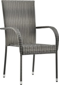 vidaXL Σετ Τραπεζαρίας Κήπου 7 Τεμαχίων Γκρι / Μαύρο