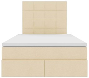 vidaXL LED Κρεβάτι αποθήκευσης με στρώμα Κρέμ 120 x 200 cm Ύφασμα