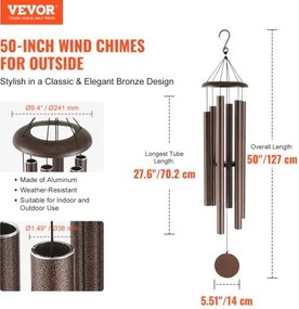 VEVOR Wind Chimes for Outside 1270 mm Aluminum Memorial Deep Tone Wind Chimes