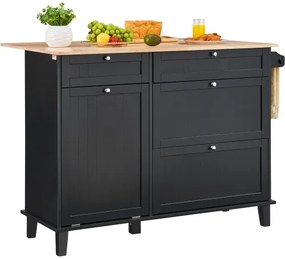 VEVOR Kitchen Island Cart Storage Cabinet Serving with Drawer &amp; Trash Cabinet